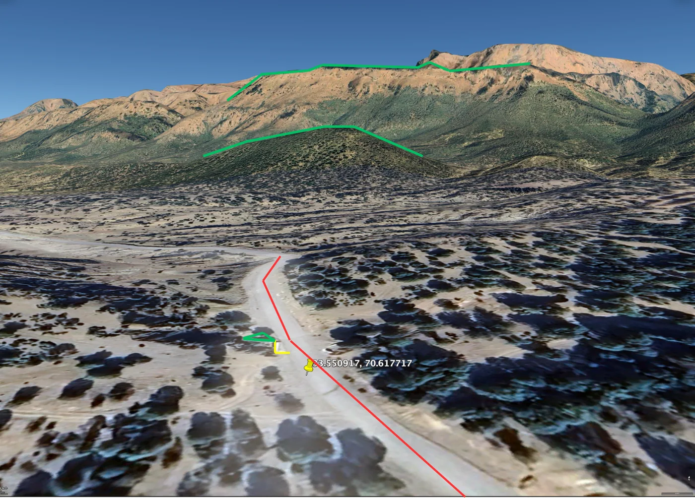 Google Earth view of the same stretch of road