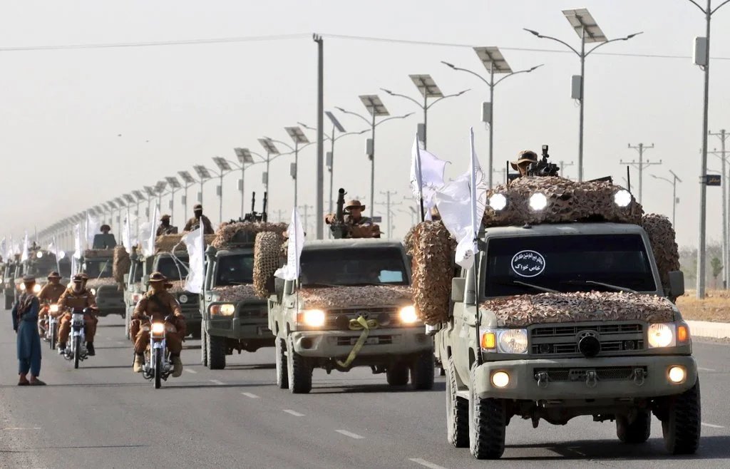   Figure: The convoy of Khas Zwak (Special Force) of the Taliban’s Supreme Leader during a parade east of Kandahar city. Source: X  