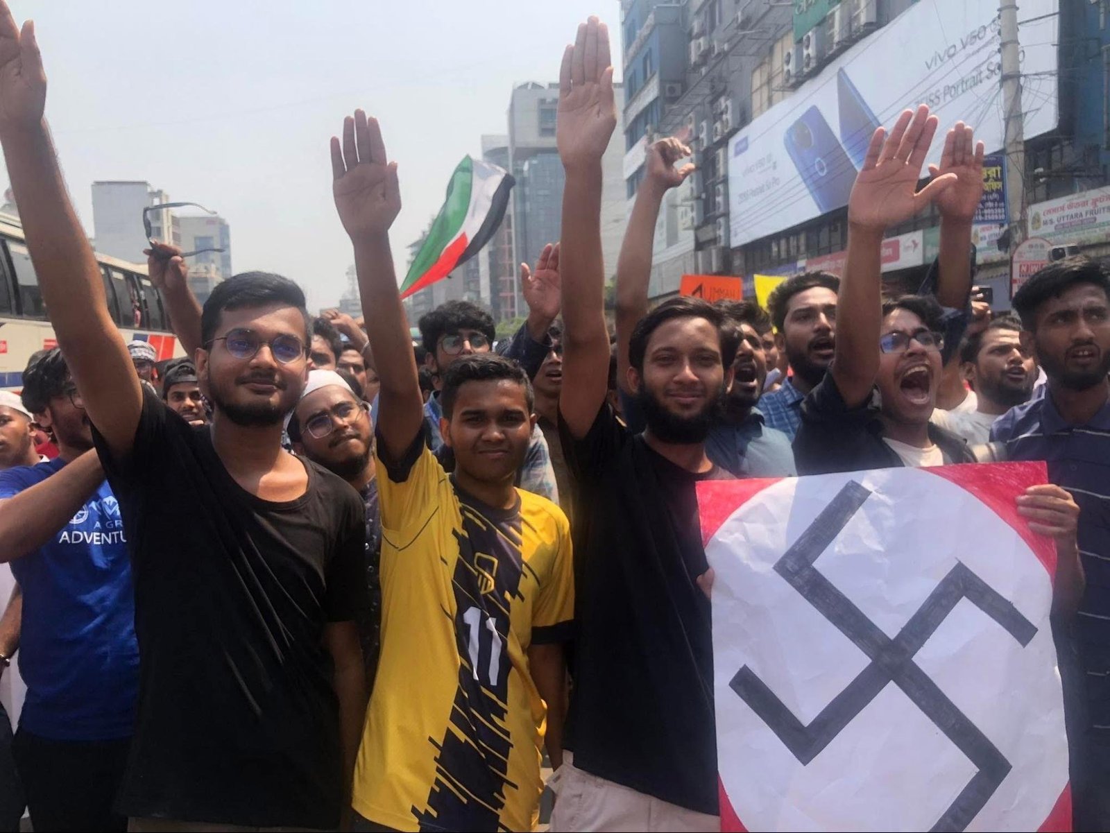  Image: Nazi symbols observed during pro-Gaza protests in Bangladesh 