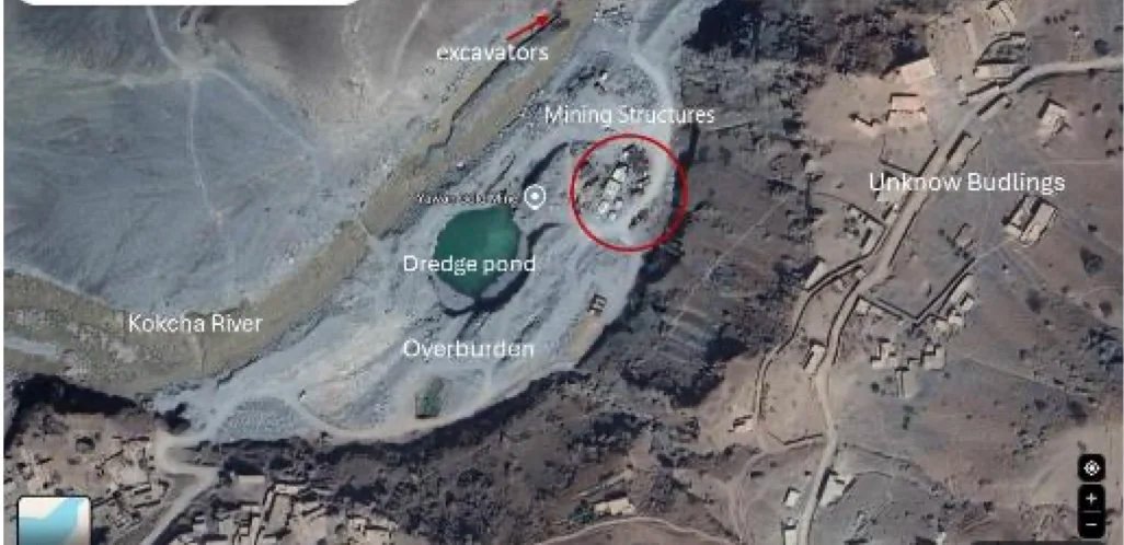  Figure: Yawan gold mine in Badakhshan, as shown on Google Maps in 2025 from Muram’s report. 