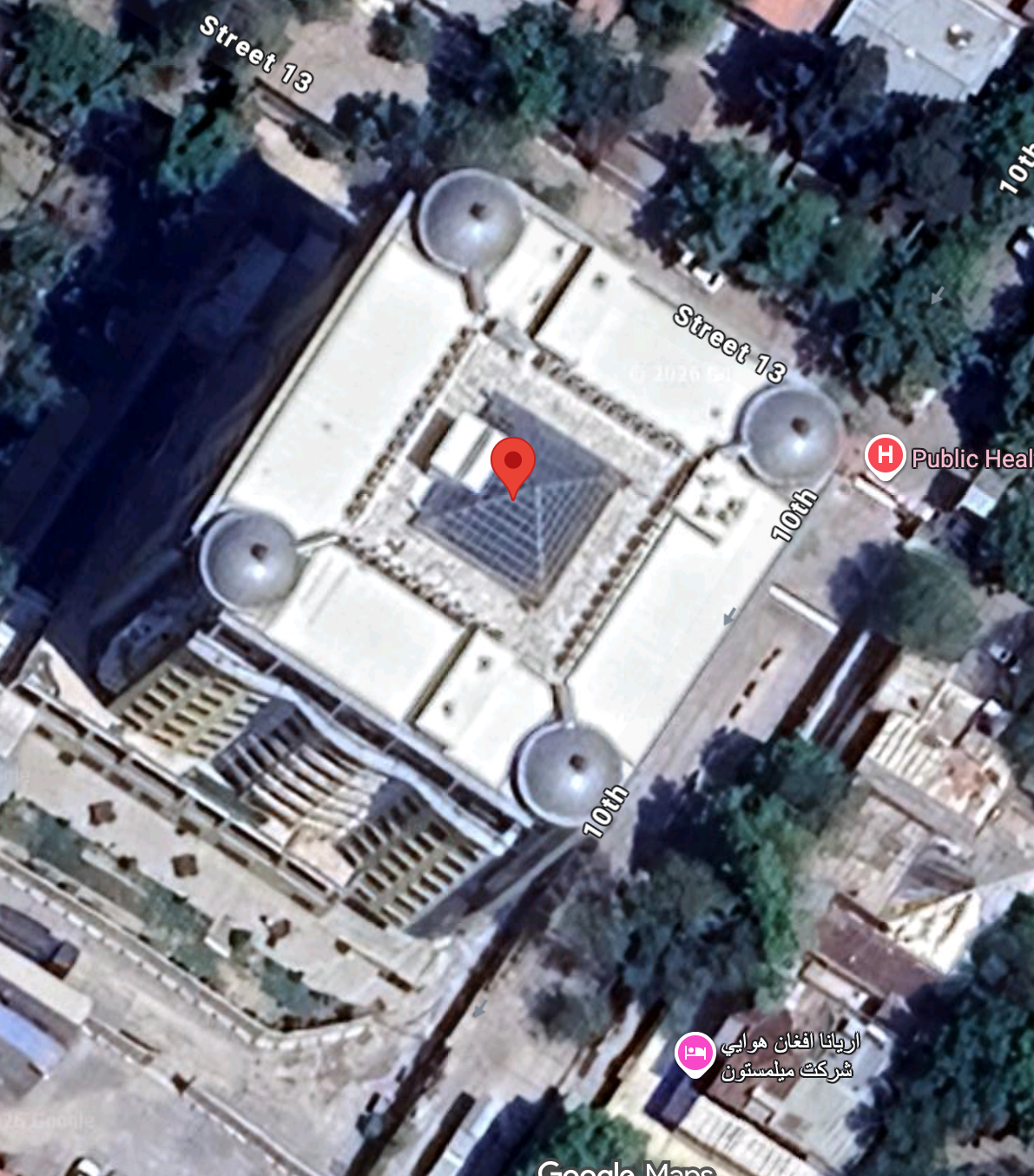   Pictured: Aerial image of the Park View Hotel, where CAD ZEREN’s headquarters are allegedly located. Coordinates: 34.534833, 69.185778   