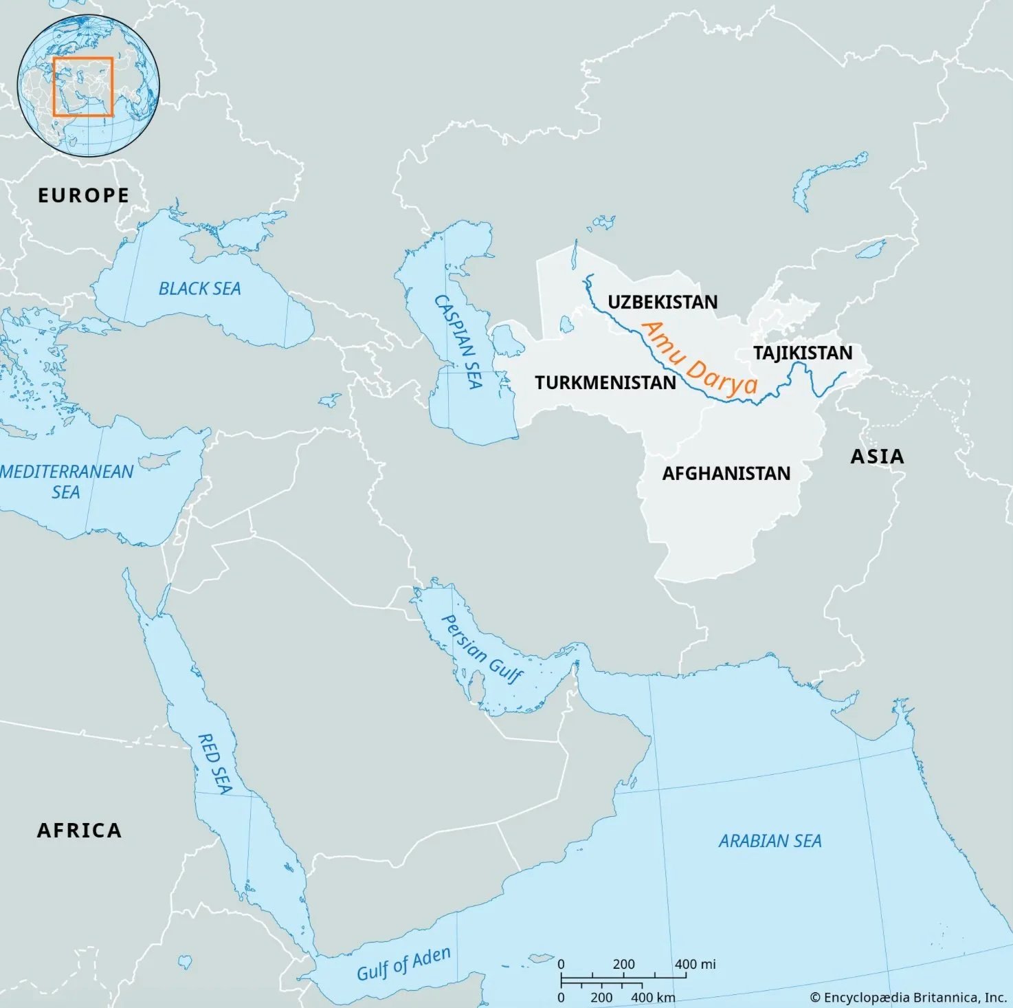  Figure: Amu Darya river from Britannica, which begins in Tajikistan and flows along Afghanistan, Turkmenistan and Uzbekistan. The river is a huge water source for all four countries.&nbsp; 