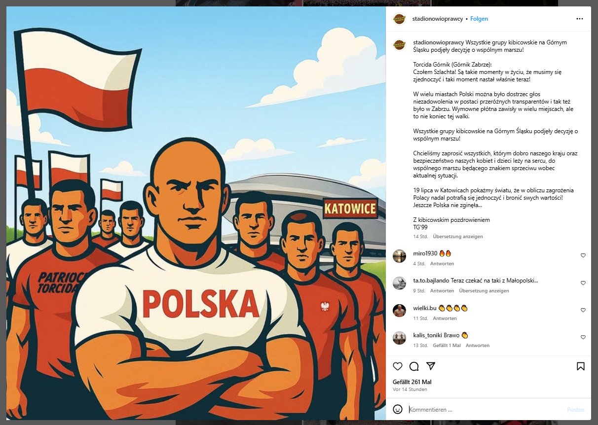 Figure: A post on the Instagram account of the stadionwioprawcy on 13.07.2025