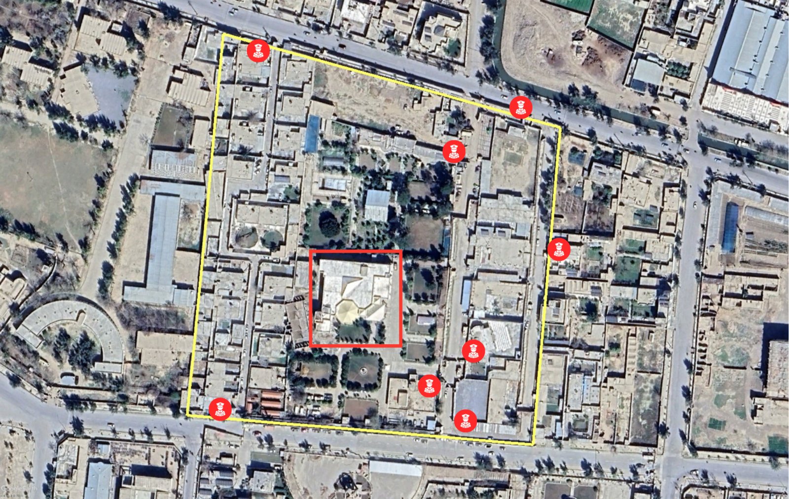   Figure: The Mandigak Palace with the lastest satellite imagery available on Google Earth Pro.  